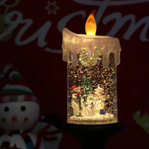 Miniatura 5 de Eldnacele Velas de Globo de Nieve de Halloween Lámpara Iluminada, Operada con Batería Vela Giratoria Espeluznante de Tornado de Agua Brillante Sin