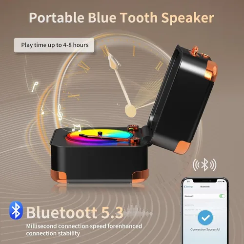 Miniatura 3 de Altavoz Bluetooth para tocadiscos, mini tocadiscos, vinilo retro, pequeño altavoz Bluetooth inalámbrico, calidad de sonido HD, kawaii, adecuado