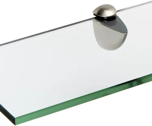 Miniatura 2 de Spancraft Glass P-6x36 - Estante de vidrio estilo pavo real de acero cepillado, Acero cepillado, 6" x 36" Cepillado inoxidable