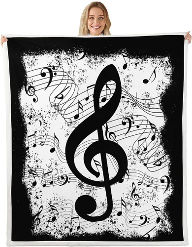 Miniatura 28 de Cowboy Boots Blanket Bohemia Musical Guitar Throw Blanket for Kids Western Rustic Cowgirl Super Soft Wrinkle Sherpa Blanket Music Notes Print 40x50