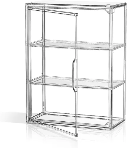 Miniatura 11 de Vitrina de acrílico transparente de 4 niveles para figuras coleccionables montada en la pared, vitrina de exhibición de figuras de hobby