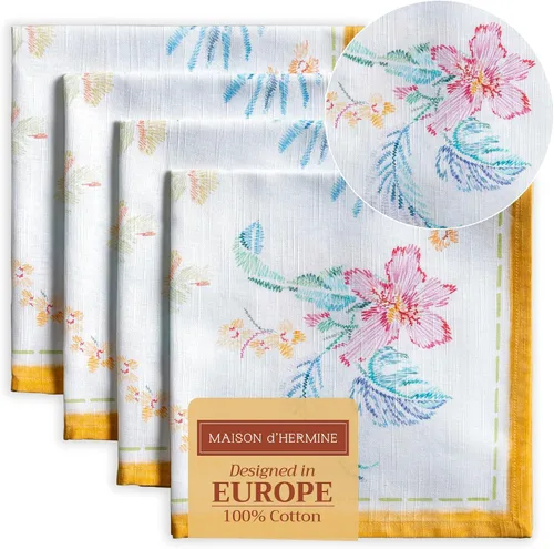 Miniatura 108 de Maison d' Hermine Happy Florals - Juego de 4 servilletas 100% algodón suave y cómodo perfectas para cenas familiares, bodas, fiestas de cóctel, 063