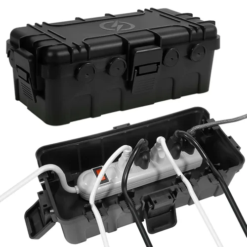 Miniatura 9 de Caja eléctrica mediana para exteriores (11.6 x 5.2 x 4.1 pulgadas), cubierta de cable de extensión impermeable IP54 con entrada de 6 cables, caja