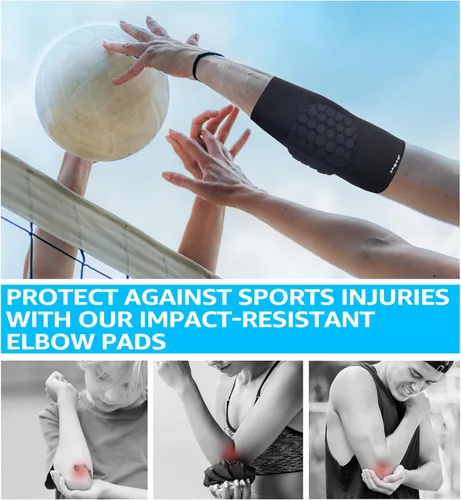 Miniatura 4 de HiRui Almohadillas para el Codo, Brazalete de Codo para Baloncesto y Béisbol, Manga de Compresión para el Brazo con Protección para el Codo