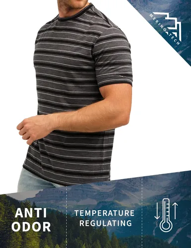 Miniatura 2 de Camiseta de lana merino para hombre Camisas de lana merino de manga corta para hombre Camiseta deportiva de merino ligera para senderismo