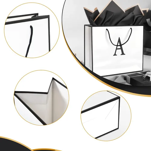 Miniatura 3 de QLSKO - Bolsa de regalo con monograma personalizada, bolsa de papel con inicial personalizada con tarjeta, sobre a juego, cinta con lazo y papel