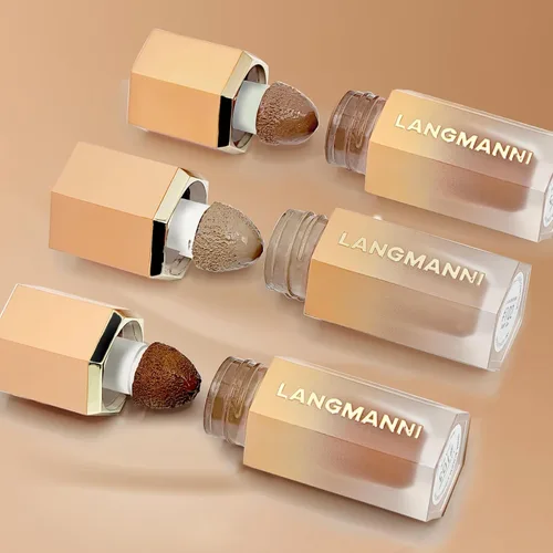 Miniatura 7 de Maquillaje líquido en barra de contorno, varita de contorno facial crema con aplicador de cojín, bronceador cremoso natural mate de larga duración