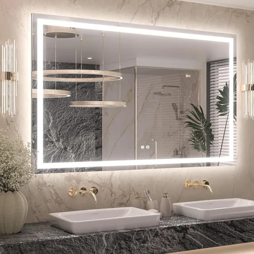 Miniatura 15 de Keonjinn - Espejo de baño LED de 24x32 pulgadas con luz, iluminación frontal y trasera, espejos iluminados para la pared del baño con luces