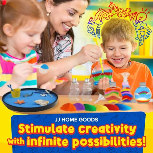 Miniatura 7 de JJ CARE Arena de colores, 16.5 libras. [15 botellas] Kit de arte de arena para niños de 3 años en adelante, arena de color no tóxica a granel, arena