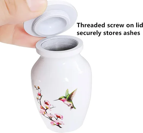 Miniatura 3 de Urna pequeña de colibrí para cenizas humanas o cenizas de mascotas, mini urna de cremación de aluminio para cenizas - Urna de recuerdo conmemorativa