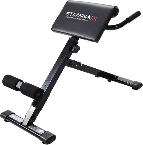 Stamina X Banco de peso ajustable para ejercicios de abdominales, espalda y núcleo, banco de hiperextensión para sentadillas y fitness para