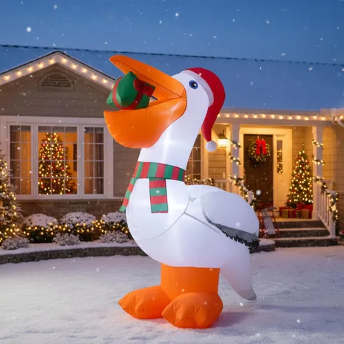 Miniatura 9 de Shappy - Decoración inflable gigante de Navidad de 1.49 m con tortuga con gorro de Papá Noel, decoración inflable con luces LED de Navidad