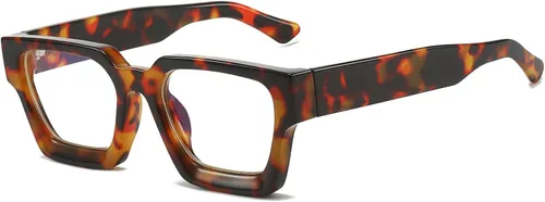 Miniatura 9 de LJCZKA Gafas cuadradas con bloqueo de luz azul para mujeres y hombres, marco grueso, anteojos para juegos de computadora, anteojos antifatiga ocular