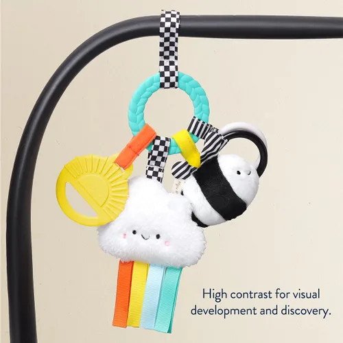 Miniatura 3 de Itzy Ritzy Juguete de Actividad para la Dentición - Juguete de Dentición Infantil Bitzy Busy Ring con Anillo Trenzado y Juguetes Colgantes, Incluye