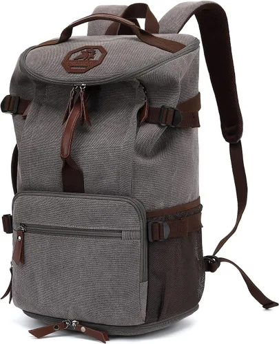 Kalesi Mochila Bolsa de Lona para Gimnasio 4 Vías Impermeable con Compartimento para Zapatos para Viaje Deporte Senderismo Laptop, Gris Vintage,