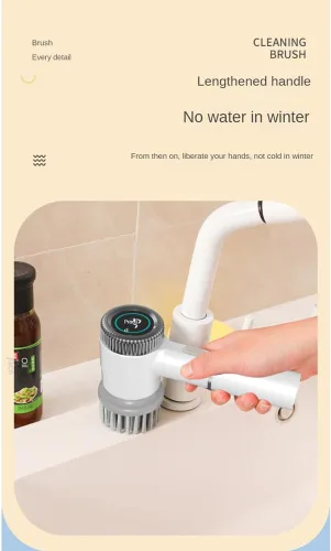 Miniatura 7 de Cepillo de limpieza eléctrico eléctrico inalámbrico con 5 cabezales de cepillo de repuesto para cocinas de baño