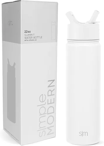 Miniatura 52 de Simple Modern botella de agua reutilizable con tapa con pajilla, de acero inoxidable con aislamiento al vacío, para gimnasio, viajes y deportes
