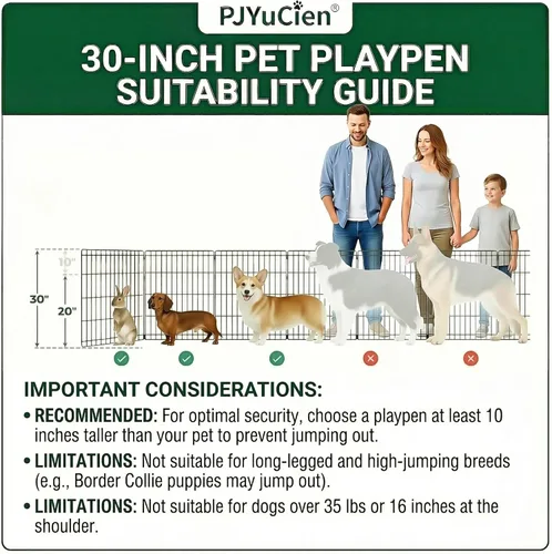 Miniatura 6 de PJYuCien Corralito octogonal para perros con cubierta superior y almohadilla inferior, bolígrafo de ejercicio plegable de metal, 8 paneles de 30