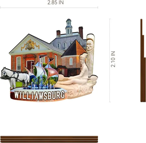 Miniatura 3 de Imán de madera de Williamsburg de los Estados Unidos 3D para nevera, recuerdos coleccionables, decoraciones artesanales hechas a mano