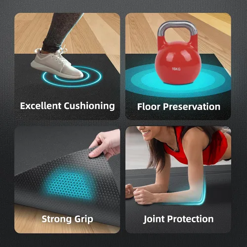 Miniatura 5 de GymCope - Alfombra grande para entrenar en casa, 12 x 6 pies, 10 x 6 pies, 9 x 6 pies, 8 x 6 pies, 7 x 5 pies, 6 x 4 pies, extragrueso, alfombra