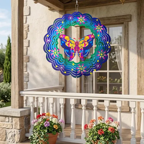 Miniatura 2 de Molinillos de viento de metal de mariposa – Regalos de mariposa para mujeres, mamá, abuela, esposa, Molinillo de viento colgante para decoración