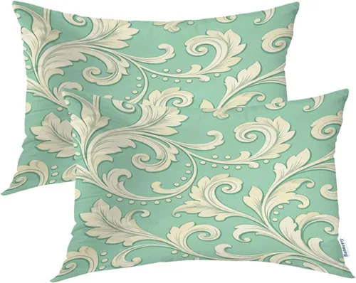 Miniatura 67 de Batmerry Juego de 2 fundas de almohada decorativas con estampado floral gris y blanco de 18 x 18 pulgadas, estilo victoriano con patrón de flores