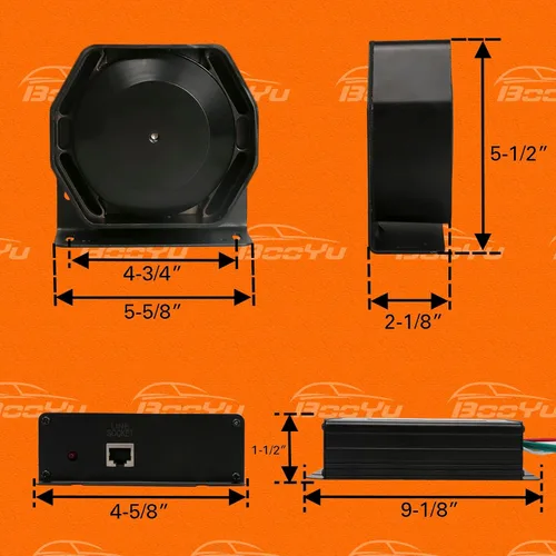 Miniatura 7 de Sistema PA de sirena de emergencia de advertencia policial de 12 V, 400 W, 37 tonos, [bocina de altavoz delgada] [micrófono de mano] [manos libres]