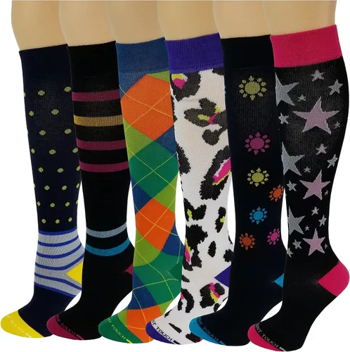 Paquete de 6 pares de calcetines largos antifatiga de compresión moderada