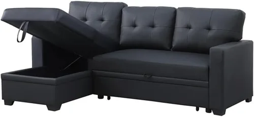Miniatura 5 de Devion Furniture Tela de poliéster en forma de L reversible, fácil de convertible extraíble, sofá seccional/diván de almacenamiento con cojines