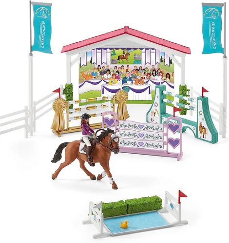 Miniatura 7 de Schleich Horse Club — juego de 86 piezas para torneo de amistad, juego de caballos con figura de yegua árabe y 2 muñecas, juguetes de caballos