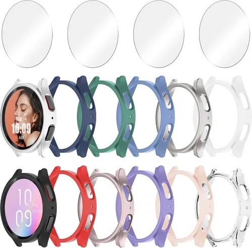 Miniatura 10 de Paquete de 12+4 Fundas para Samsung Galaxy Watch FE/5/4 de 40 mm con Protector de Pantalla de Vidrio Templado, Funda Protectora Resistente a