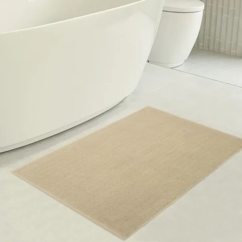 Miniatura 3 de American Soft Linen - Alfombra de baño antideslizante, 100% de algodón, 17 x 24 pulgadas, alfombras de baño lavables, tapetes peludos, color beige