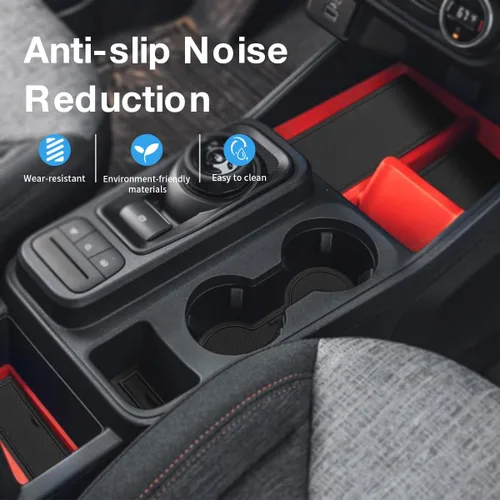 Miniatura 2 de Auovo Inserto para Portavasos Compatible con Accesorios Ford Maverick 2022 2023 2024 2025 Forros para Portavasos de Consola Central Forros para Negro