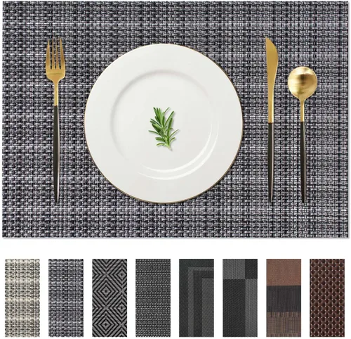 Miniatura 9 de AHHFSMEI Manteles individuales para mesa de comedor, juego de 4, manteles individuales de vinilo tejido de plástico, antideslizantes, aislamiento