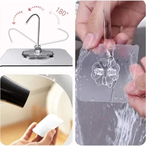 Miniatura 4 de Ganchos adhesivos para colgar, ganchos de pared resistentes, ganchos transparentes autoadhesivos, ganchos impermeables para toallas y abrigos