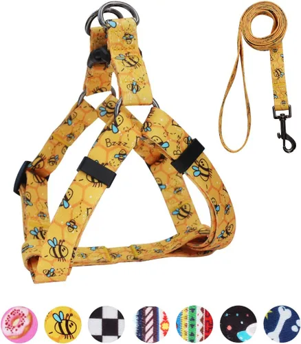 Miniatura 25 de QQPETS Juego de correa de arnés para perro, ajustable, resistente, sin tirones, arnés halter para perros de razas pequeñas, medianas y grandes, clip