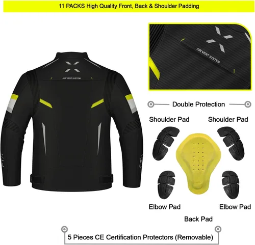 Miniatura 2 de FTX Chaqueta de motocicleta para hombre, armadura de equipo de protección de cuerpo completo, chaqueta de motocicleta de tela textil Cordura