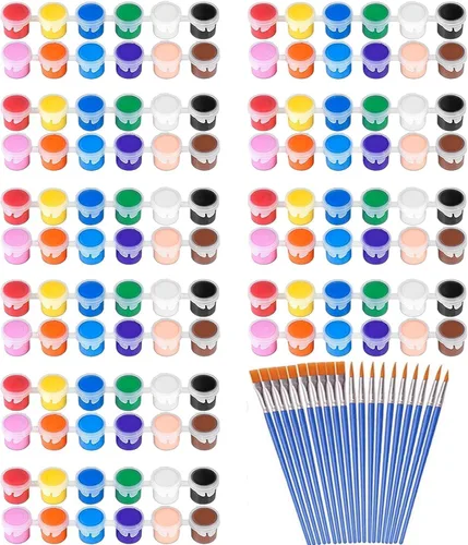 Juego de 145 piezas de mini pintura acrílica para niños, 12 colores, tira de pintura acrílica lavable con 5 bandejas de pintura para niños y COLOR-1