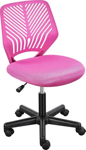 Miniatura 12 de Yaheetech Silla de escritorio linda para estudiantes, de respaldo bajo, sin brazos, silla de estudio con soporte lumbar, silla ajustable y giratoria