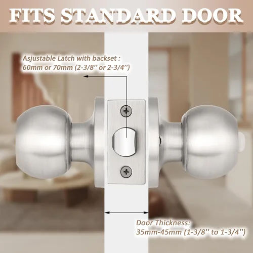 Miniatura 3 de Probrico Paquete de 10 pomos redondos para puerta de cama/baño, función de privacidad para baño/dormitorio, pomos de puerta interior con cerradura
