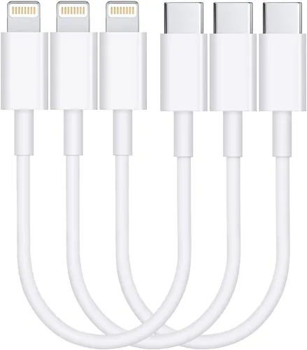 RCTech Cable Corto USB C a Lightning Paquete de 3 de 7 Pulgadas [Certificado MFi] Cable Cargador Rápido para iPhone Tipo-C Power Delivery Cable de