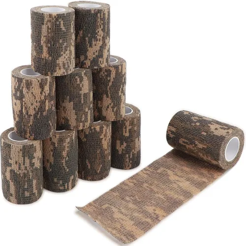 Miniatura 8 de DROK 4/10 Rollos de Cinta de Camuflaje Autoadhesiva, Vendaje de Camuflaje para Deportes al Aire Libre, Escalada, Camping, 2/3 Pulgadas x 4.5 Metros