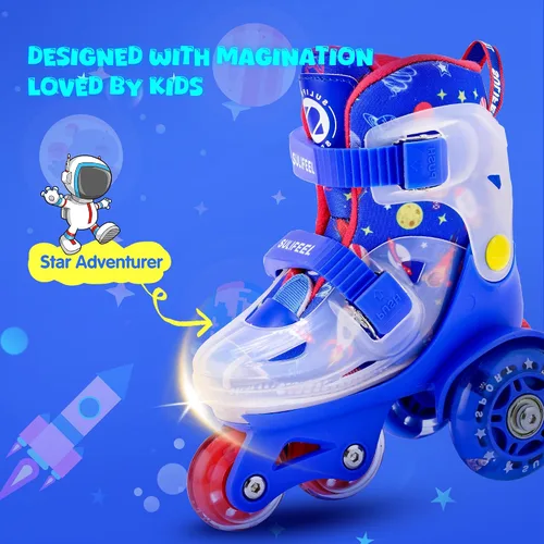 Miniatura 2 de SULIFEEL Patines de Ruedas Ajustables para Niñas Niños Infantiles, Ruedas Divertidas Iluminadas con Luz Flash de Tipo Equilibrio de Tres Puntos Azul