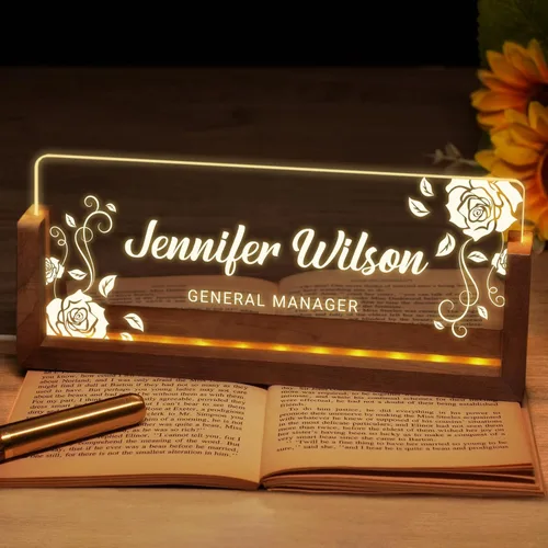 Miniatura 19 de Placa de nombre de escritorio personalizada, placa de identificación acrílica personalizada para escritorio, decoración de oficina para mujeres