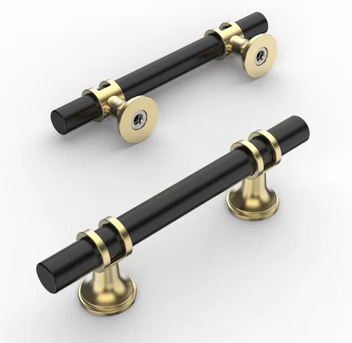 Miniatura 8 de Amerdeco ZH0050 - Paquete de 10 pomos de bronce champán para gabinetes, barra en T de 2 pulgadas, manijas de gabinete de cocina, manijas