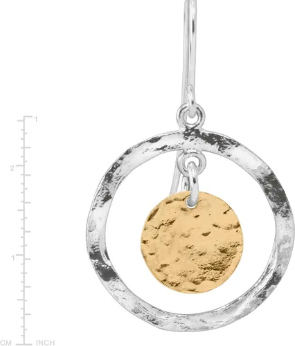 Miniatura 5 de Silpada Pendientes colgantes de disco bicolor 'Marbella' en plata de ley y baño de oro, Plata de ley, Sin piedra