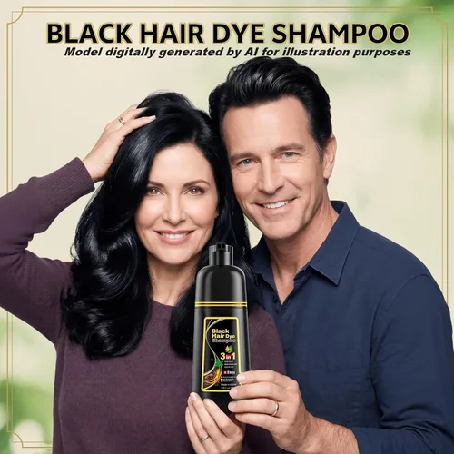 Miniatura 2 de JUANCHI - Champú negro para teñir el cabello 3 en 1, champú negro tinte para el cabello para cobertura de canas, color de cabello para mujeres