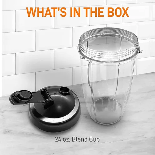 Miniatura 9 de NutriChef Vaso de mezcla grande de 24 onzas – Piezas de repuesto Contenedor de mezcla Tritan transparente con tapa para sorber y sellar, funciona