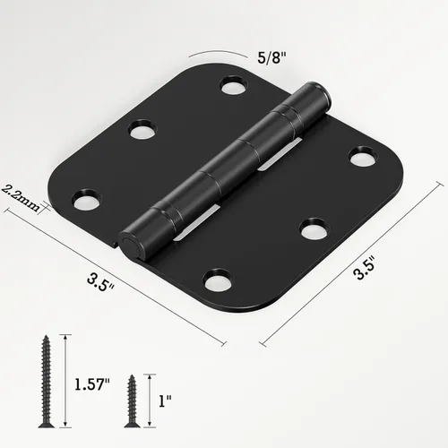 Miniatura 110 de Paquete de 30 bisagras redondeadas con radio de 5/8", de hierro, planas, herrajes para puertas, decoración de puertas dobles, habitación, oficina