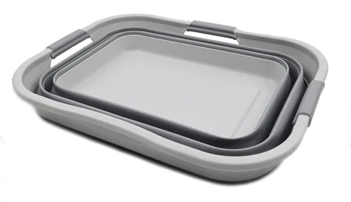 Miniatura 2 de SAMMART Cesta plegable de plástico para la ropa sucia de 30 L (8 galones), contenedor de almacenamiento plegable y organizador, tina de lavado